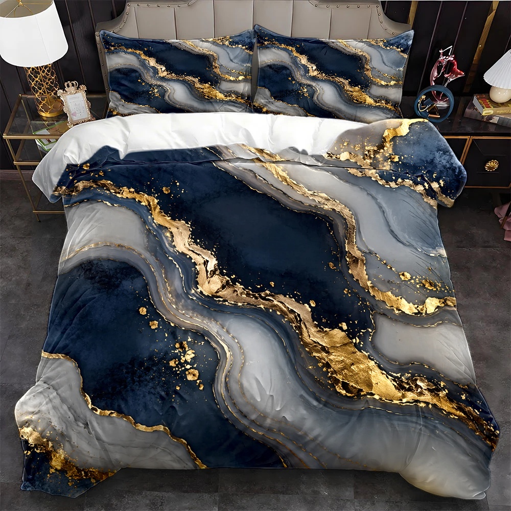 Luxury Gold Skincare - 3Pc Light Luxury Blue Gold Marble