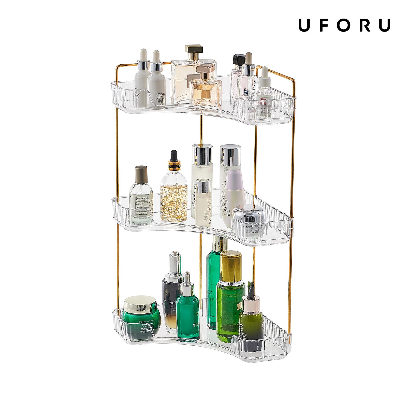 Luxury Gold Skincare - Luxury Transparent Cosmetic Organizer 3-Tier Space-Saving